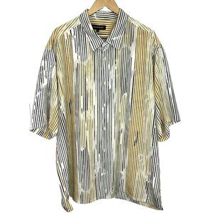 Bassiri Shirt Mens Size 4XL Short Sleeve Button Front Striped